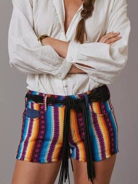 Anthropologie Multicolor Striped Festival Jean Shorts